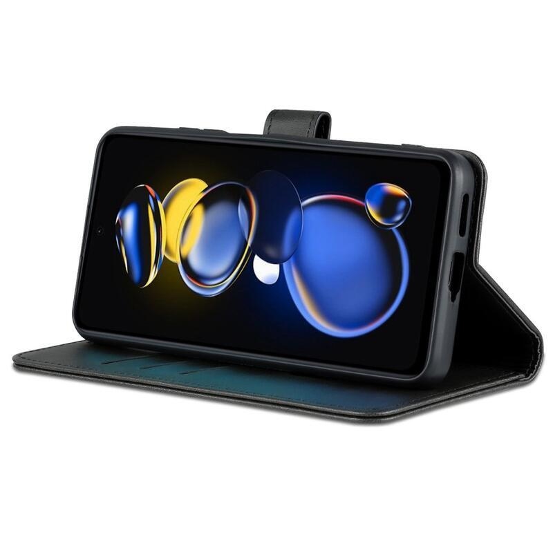 AZNS PU bőr pénztárca tok a Xiaomi Poco X4 GT 5G számára - fekete