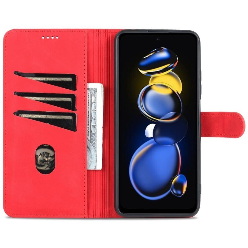 AZNS PU bőr pénztárca tok a Xiaomi Poco X4 GT 5G-hez - piros