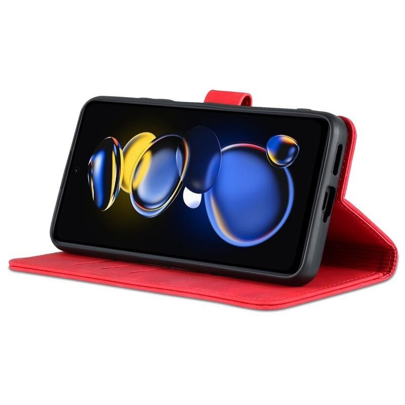 AZNS PU bőr pénztárca tok a Xiaomi Poco X4 GT 5G-hez - piros