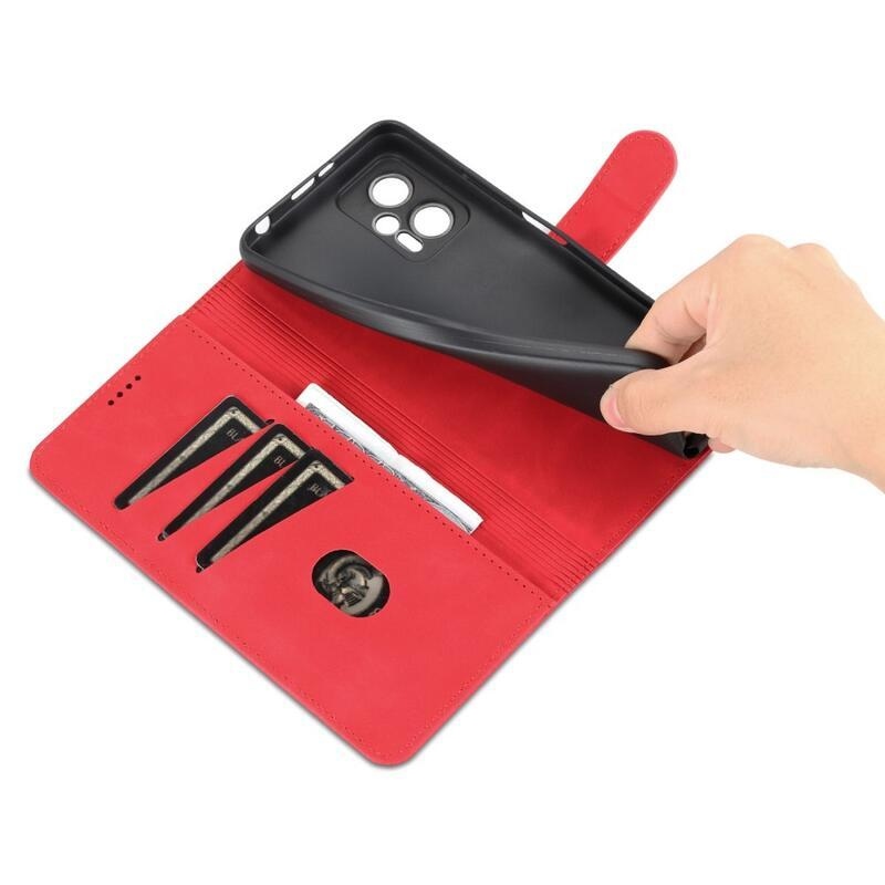 AZNS PU bőr pénztárca tok a Xiaomi Poco X4 GT 5G-hez - piros