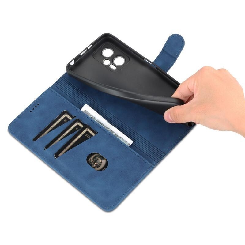 AZNS PU bőr pénztárca tok a Xiaomi Poco X4 GT 5G számára - kék