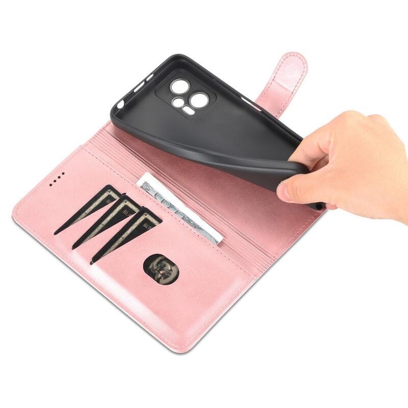 AZNS PU bőr pénztárca tok Xiaomi Poco X4 GT 5G - rózsaarany színben