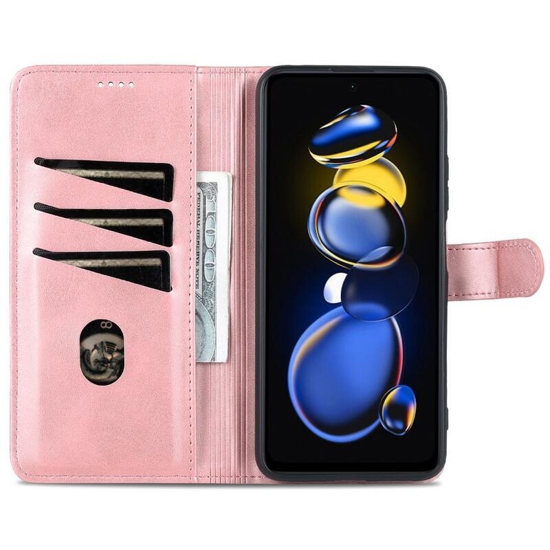 AZNS PU bőr pénztárca tok Xiaomi Poco X4 GT 5G - rózsaarany színben