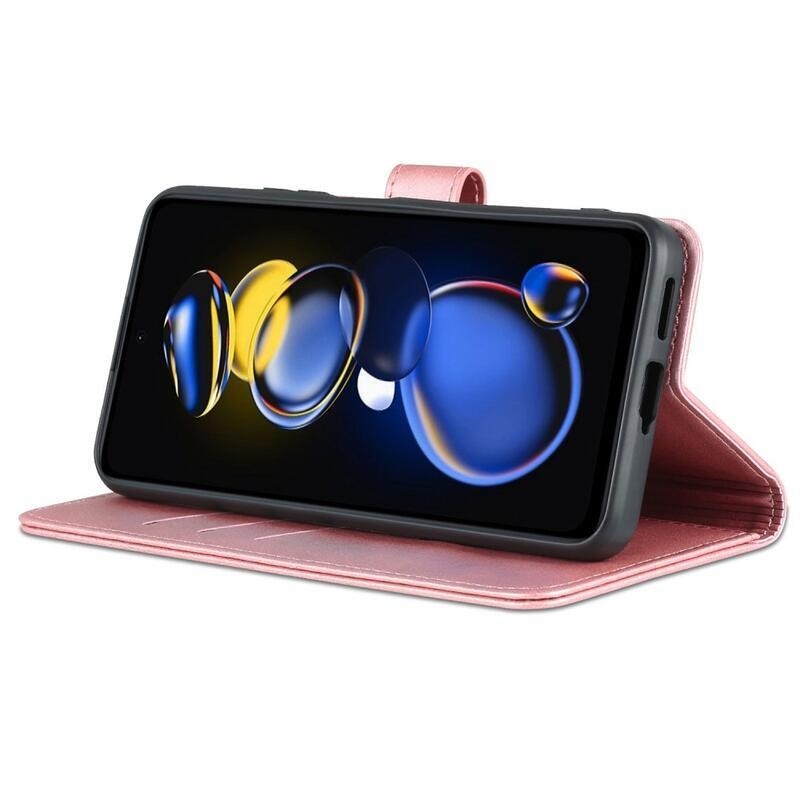 AZNS PU bőr pénztárca tok Xiaomi Poco X4 GT 5G - rózsaarany színben