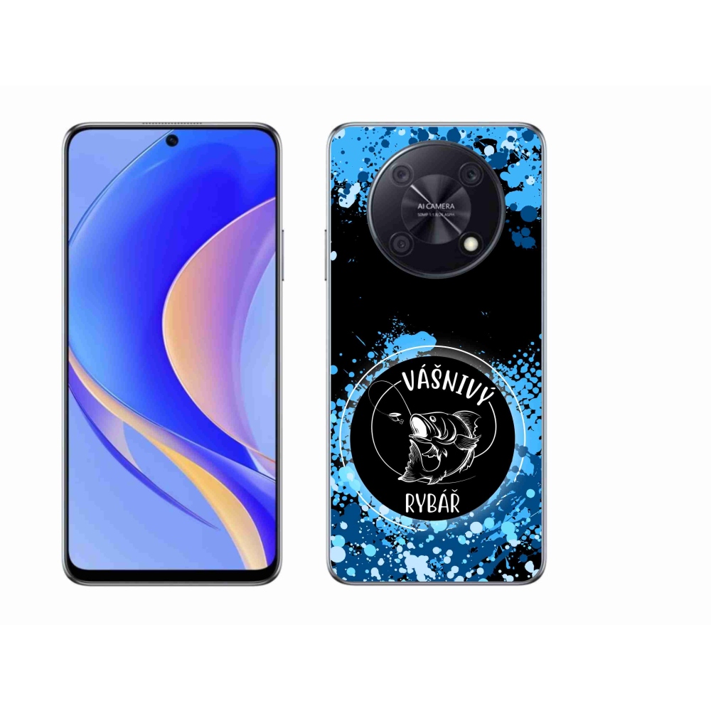 Gél borító mmCase a Huawei Nova Y90 készülékhez - szenvedélyes halász fekete háttérrel