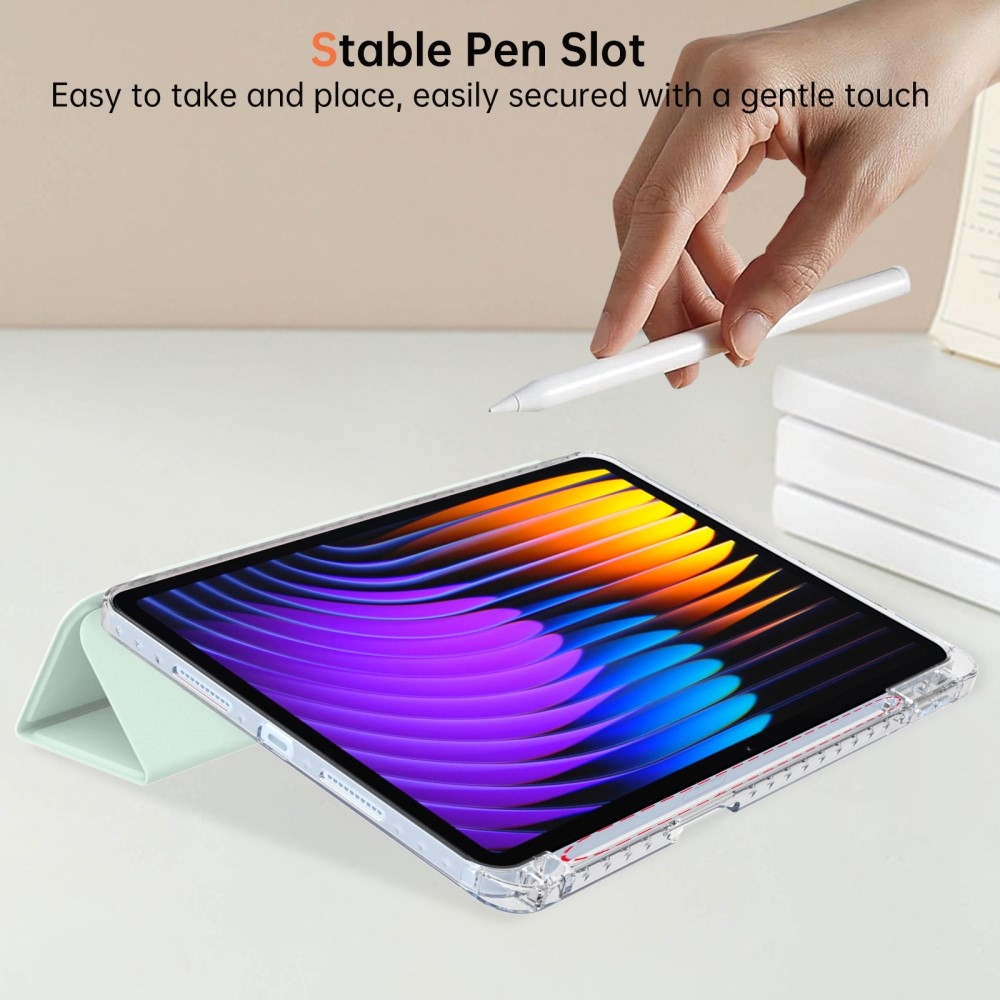 Origami intelligens pozicionáló tok Xiaomi Pad 7/7 Pro táblagéphez - világoszöld
