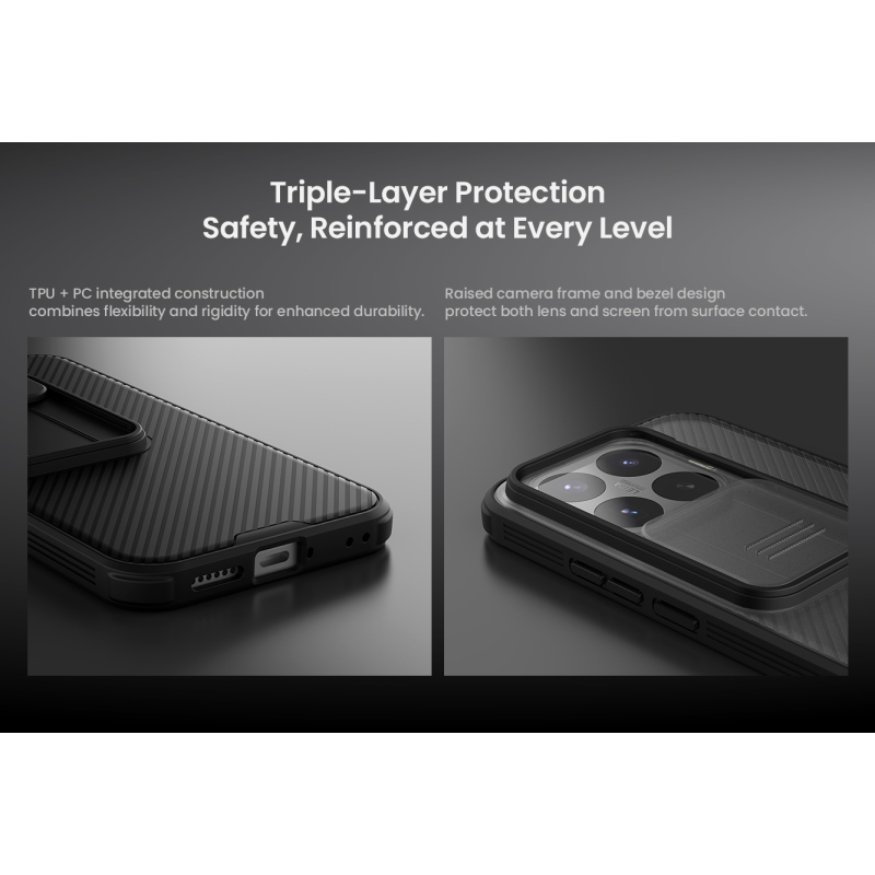 Nillkin CamShield PRO hátsó tok a Xiaomi 17T-hez, átlátszó fekete