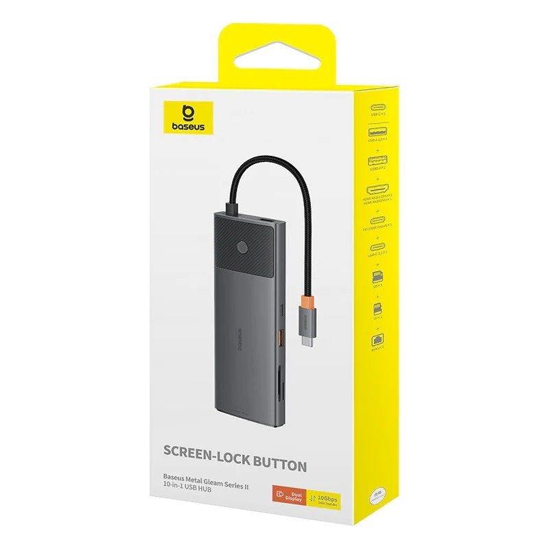 Baseus Metal Gleam II sorozat 10v1 USB-C HUB dokkolóállomás Cosmic Black