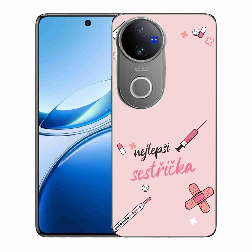 Gélburkolat mmCase a Vivo V50 5G-n - a legjobb kishúg rózsaszín háttérrel