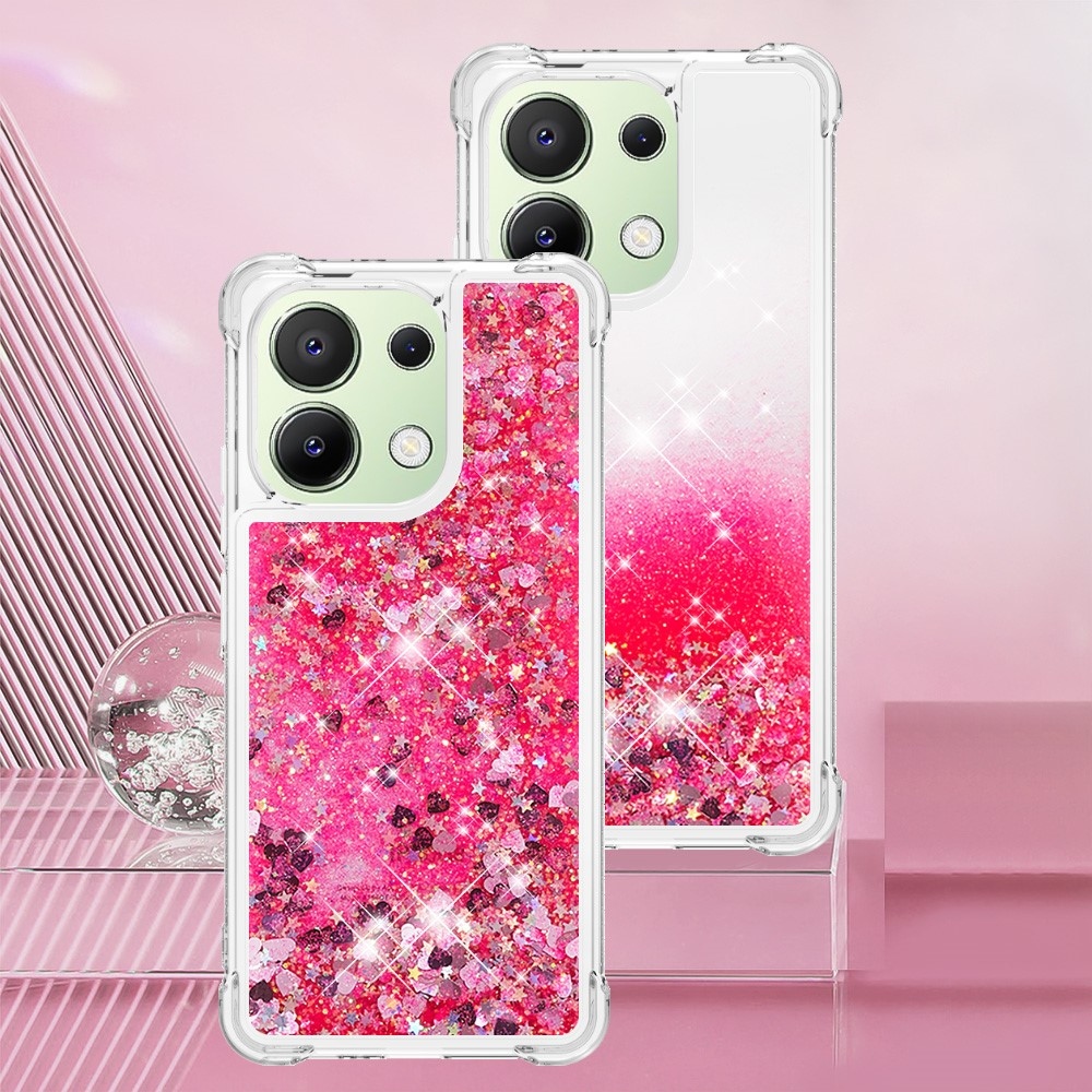 Glitter zselés homokóra tok Xiaomi Redmi Note 13-hoz - rózsaszín/szívek