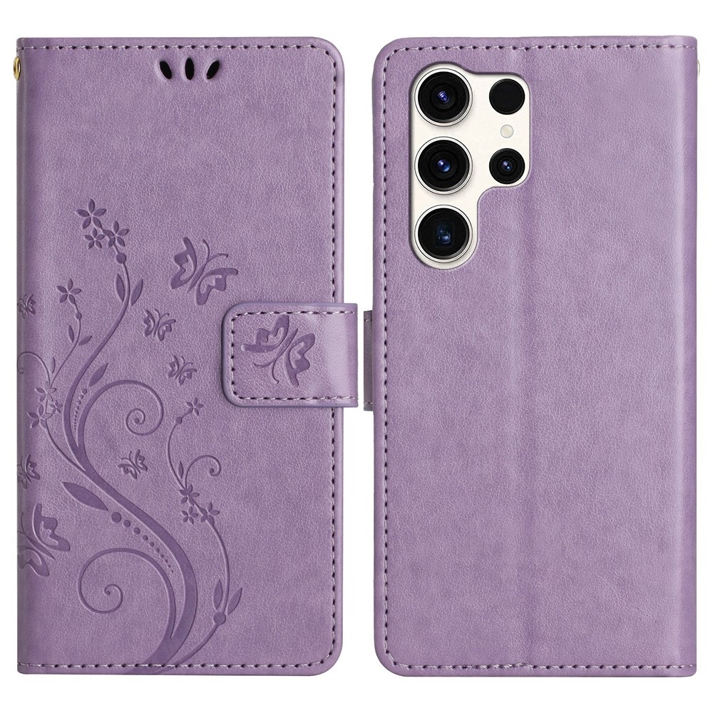 Virágok könyv tok Samsung Galaxy S25 Ultra készülékhez - világos lila