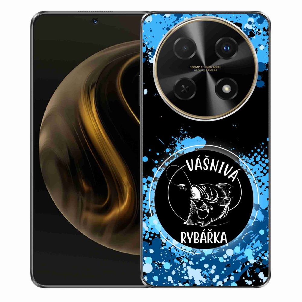 Gél borító mmCase a Huawei Nova 12i készülékhez - szenvedélyes halásznő fekete háttérrel