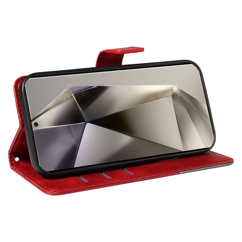 Vonalak könyv tok Samsung Galaxy S25 Ultra - piros