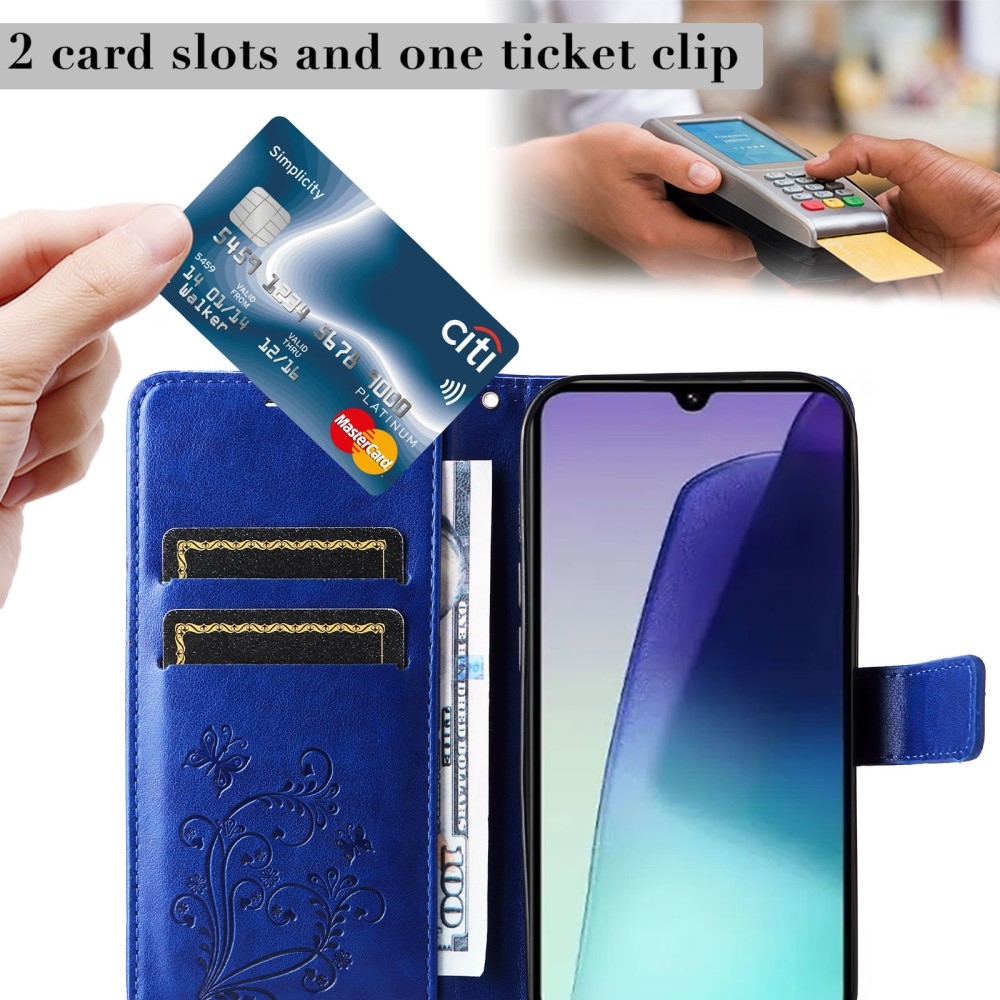 Nagy pillangó könyv tok Xiaomi Redmi 14C/Poco C75 - kék