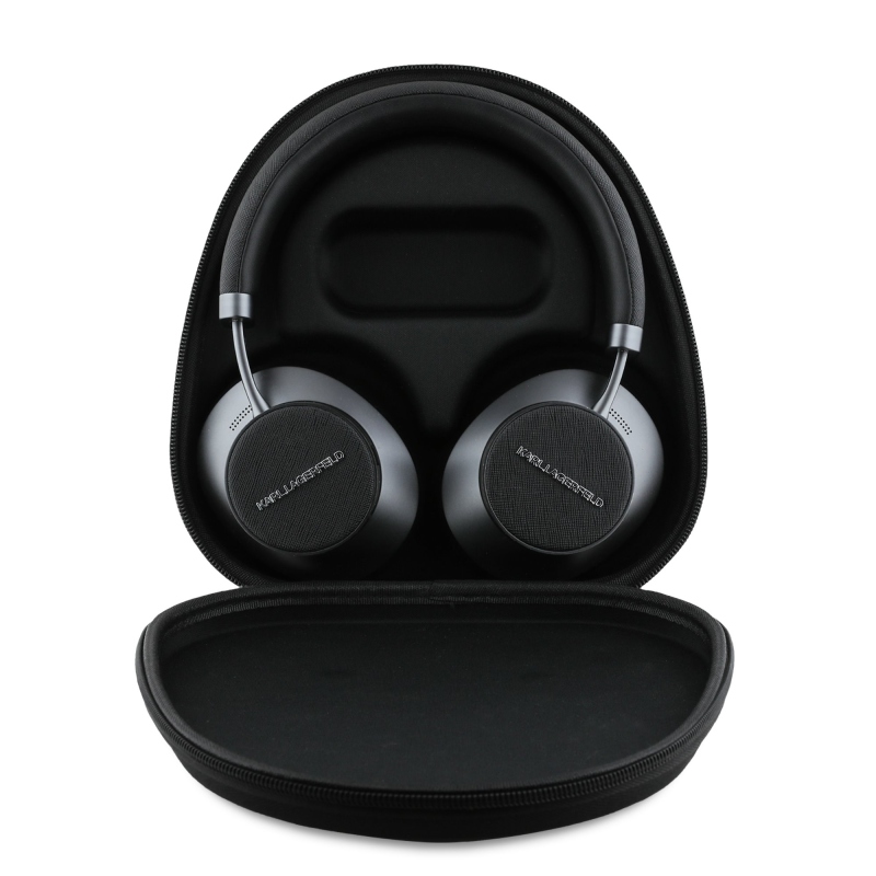 Karl Lagerfeld Saffiano fém logós ANC/ENC vezeték nélküli fejhallgató fekete