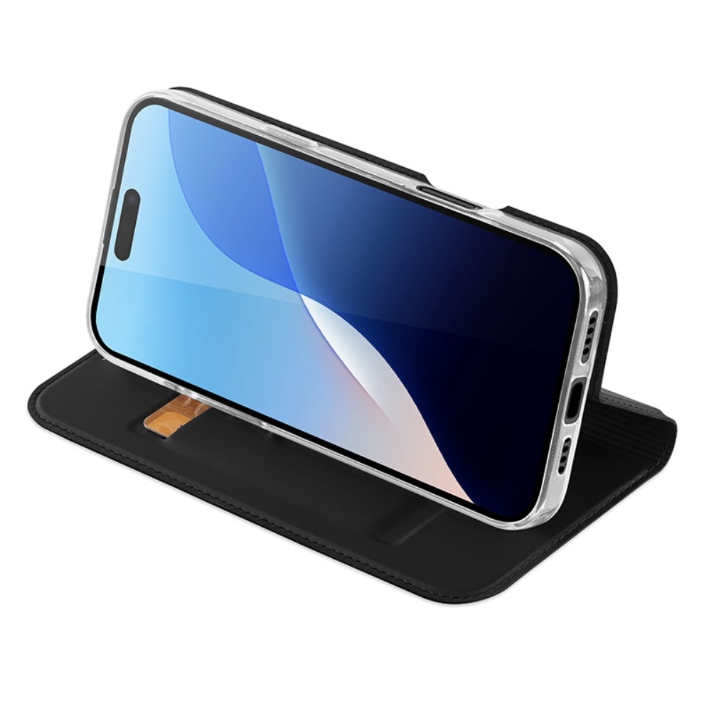 DUX könyvtáska iPhone 16 Pro készülékhez - fekete