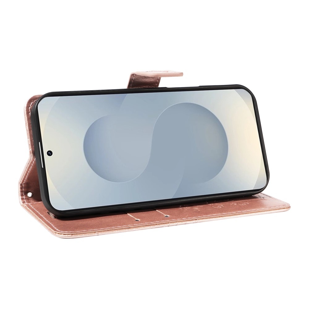 Nagy pillangó könyv tok Samsung Galaxy S25 Edge készülékhez - rózsaarany