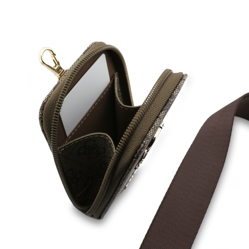 Guess Crossbody Strap PU 4G fém logó + pénztárca barna