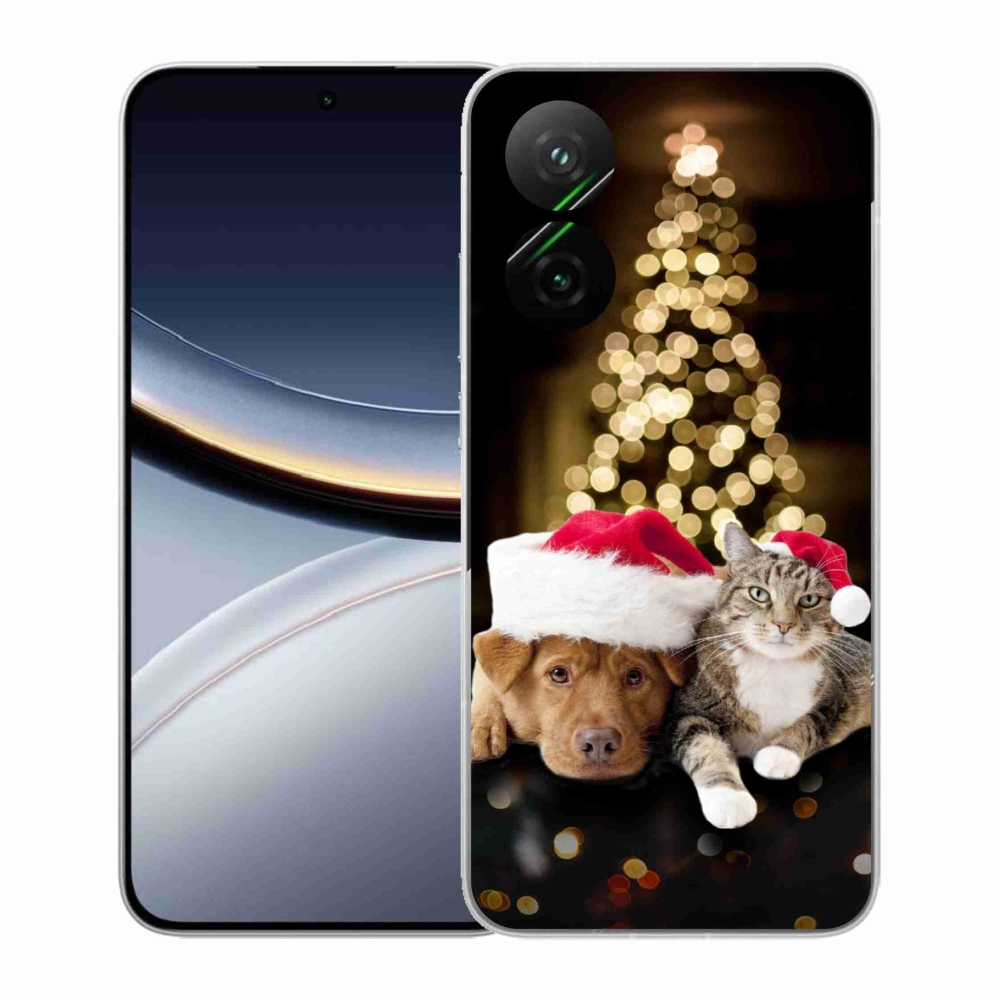 Gél borító mmCase a Xiaomi Poco F7 5G-hez - Karácsonyi kutya és macska
