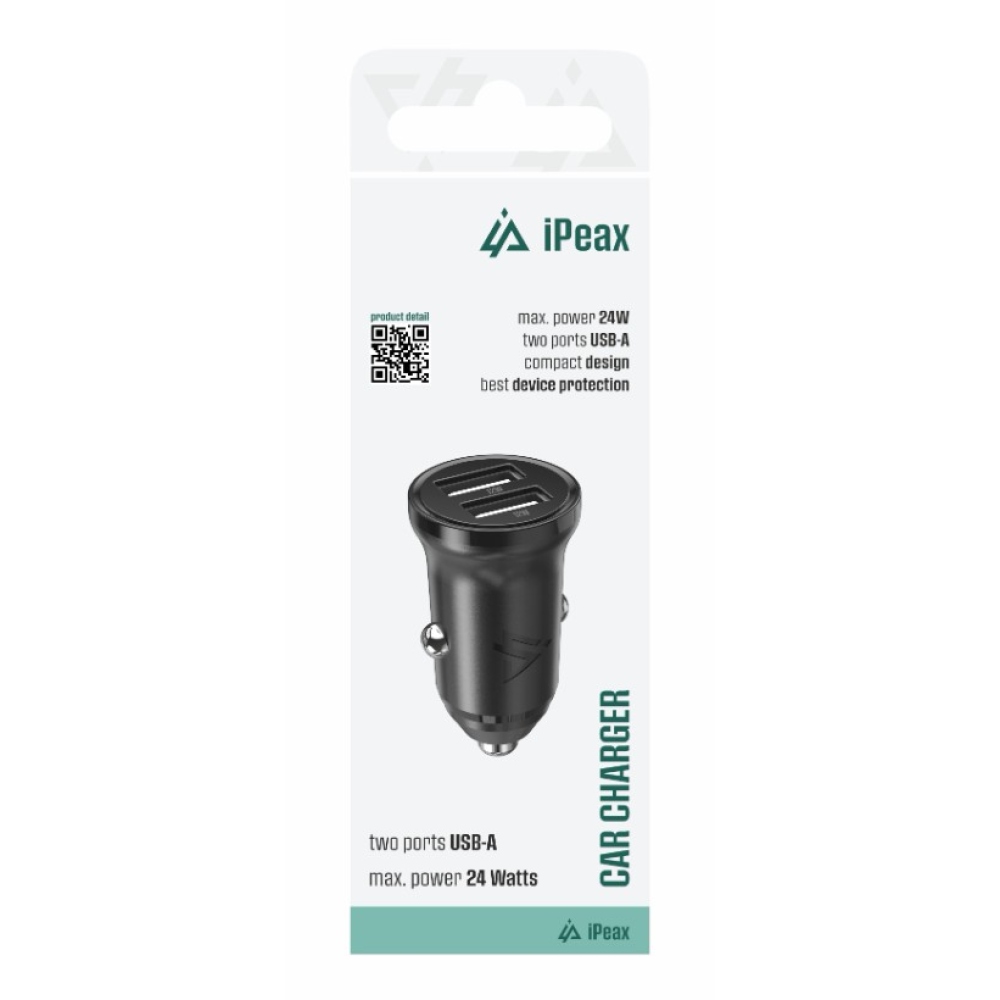 iPEAX autós töltő CL-02, 4,8 A, 2x USB-A - fekete
