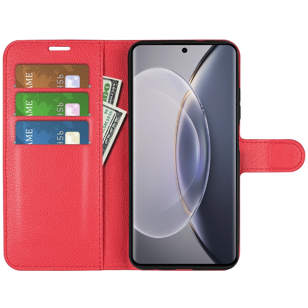 Litchi könyv tok a Vivo X90 Pro-hoz - piros