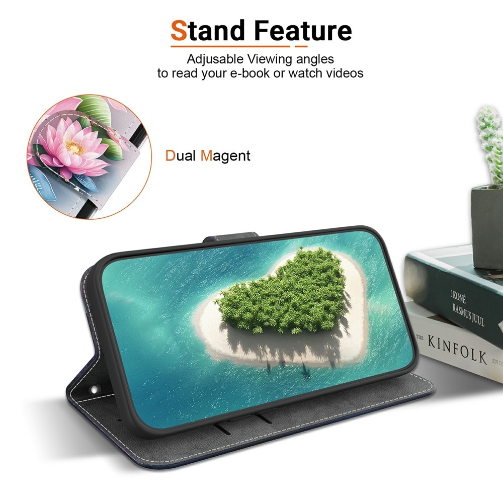 Sokoldalú könyvtáska Xiaomi Redmi 15 5G (169mm) - lótuszvirág