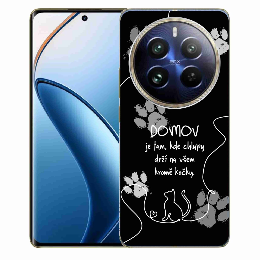 Gél borítás mmCase a Realme 12 Pro 5G/12 Pro+ 5G modellhez - macska motívum fekete háttérrel