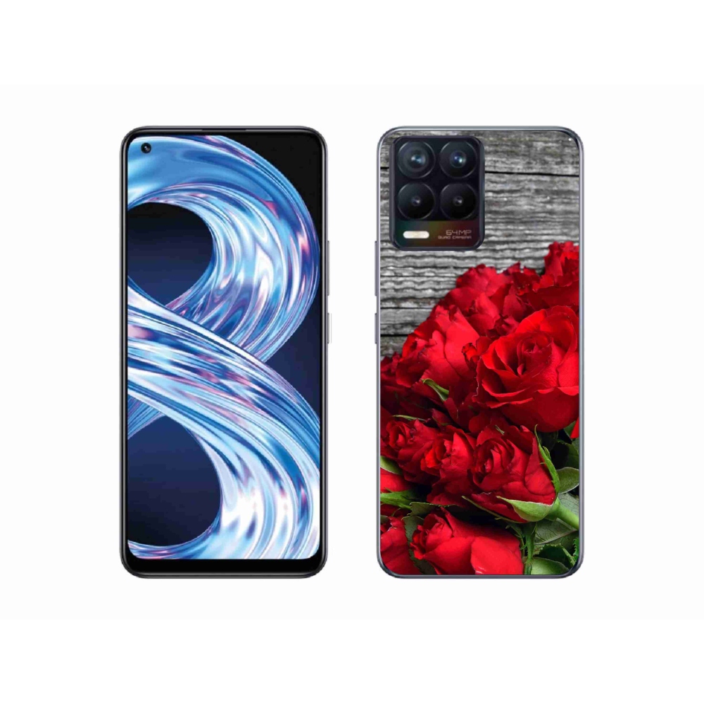 Gél borítás mmCase a Realme 8 4G-n - piros rózsa