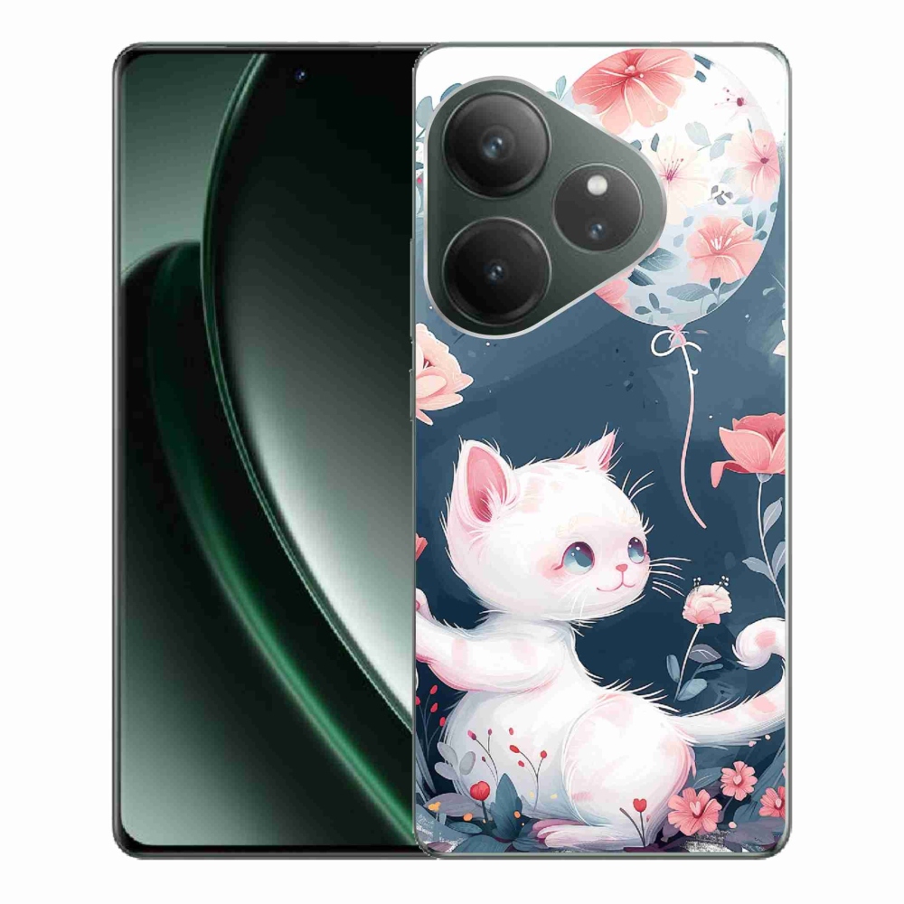 Gél borítás mmCase a Realme GT 6 5G/GT 6T 5G számára - cica lufival