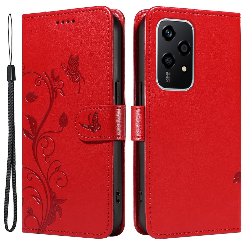 Virágok könyv tok a Honor 200 Lite 5G-hez - piros