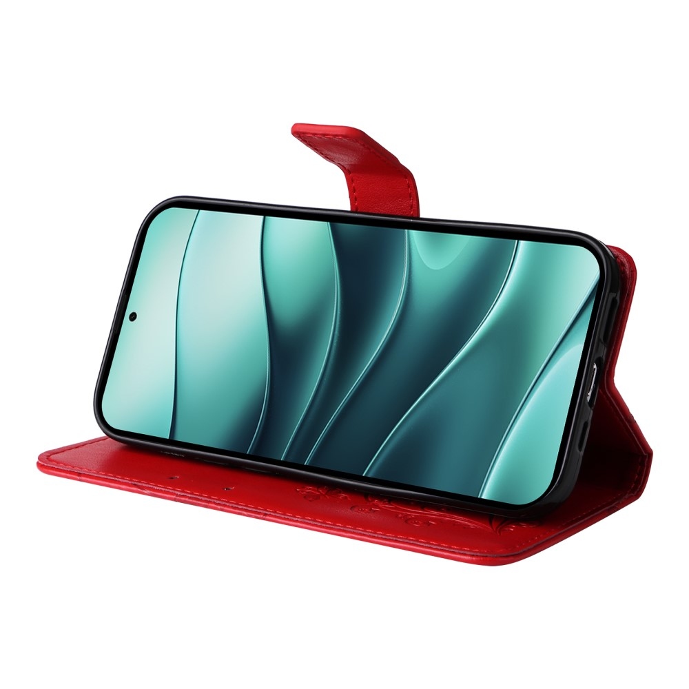 Nagy pillangó könyv tok a Xiaomi Redmi Note 14 5G-hez - piros