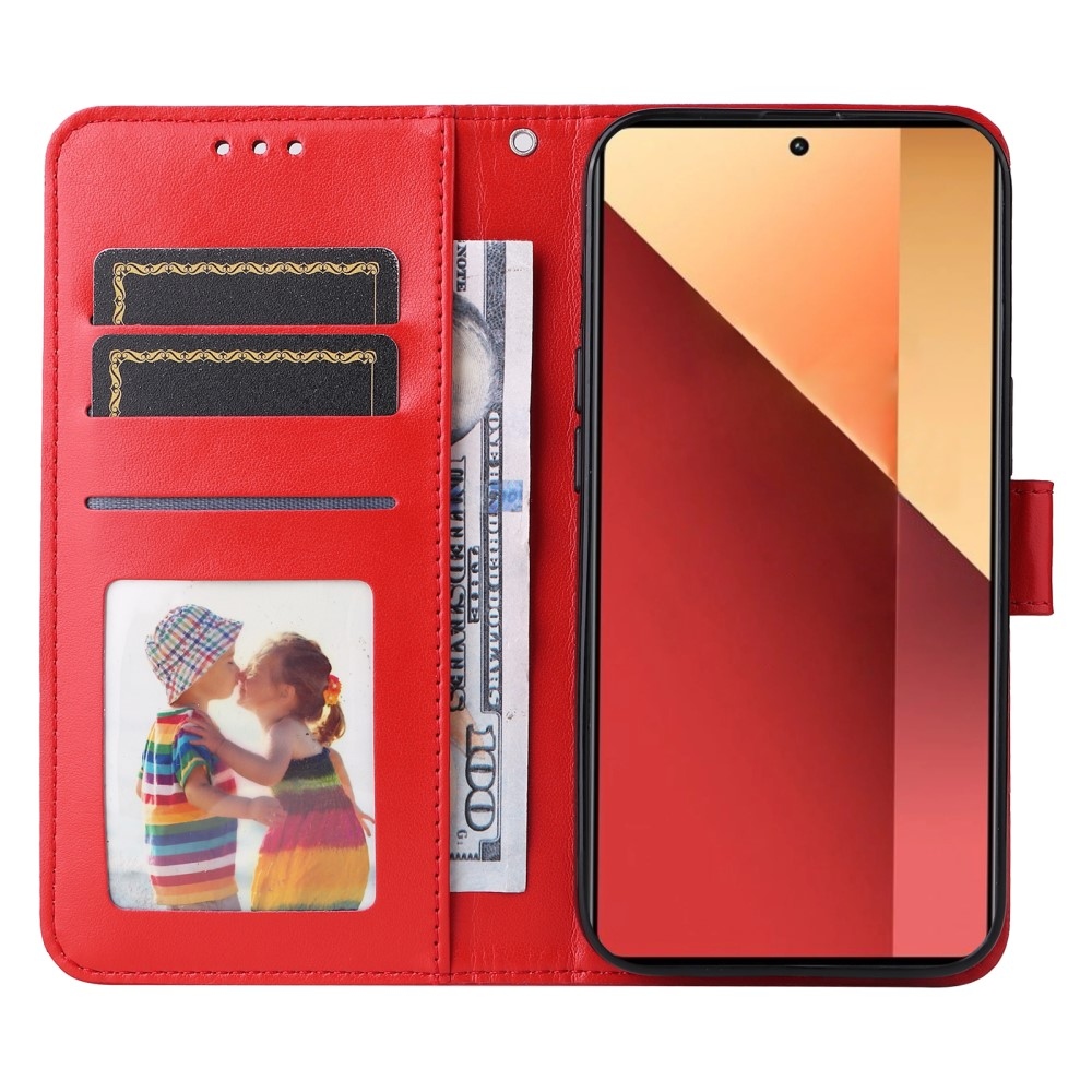 Napraforgó könyv tok Xiaomi Redmi Note 14S/Note 13 Pro 4G/Poco M6 Pro - piros