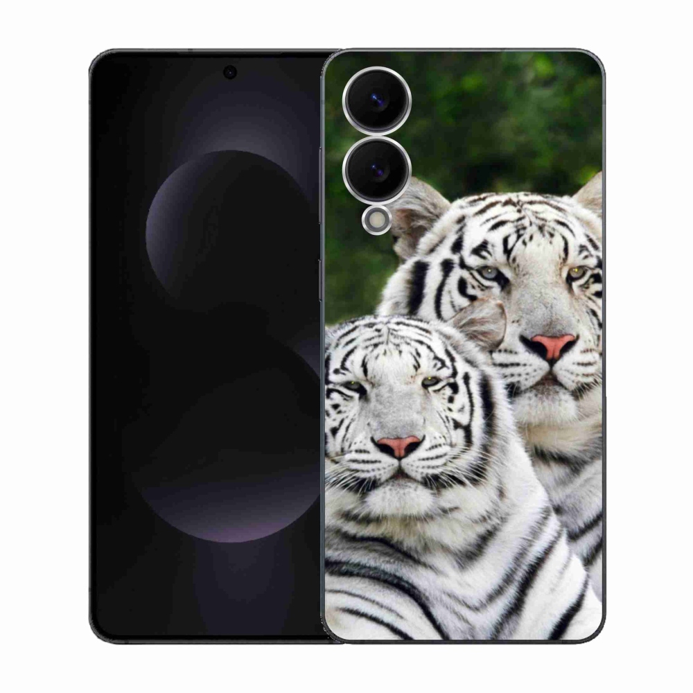 Zselés borítás mmCase Samsung Galaxy S25 Edge készülékhez - fehér tigrisek