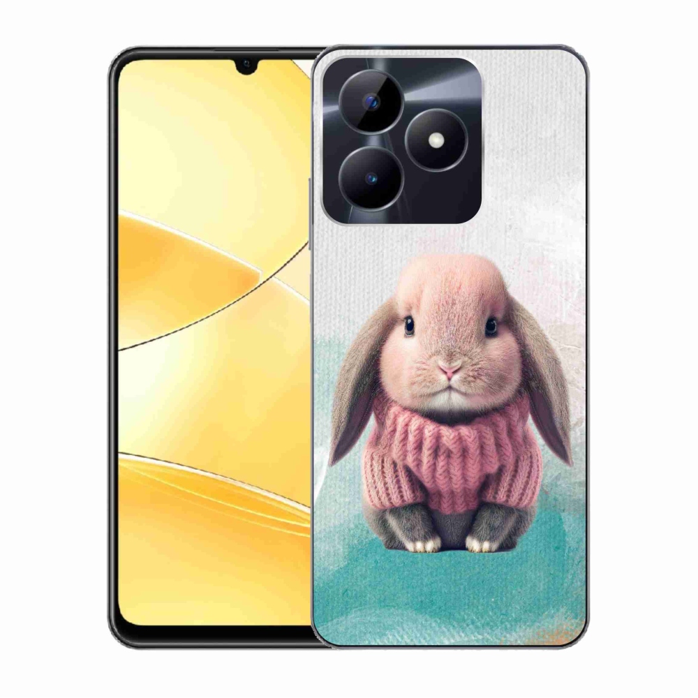 Zselés borítás mmCase a Realme C51/C53 készülékhez - nyúl pulóverben