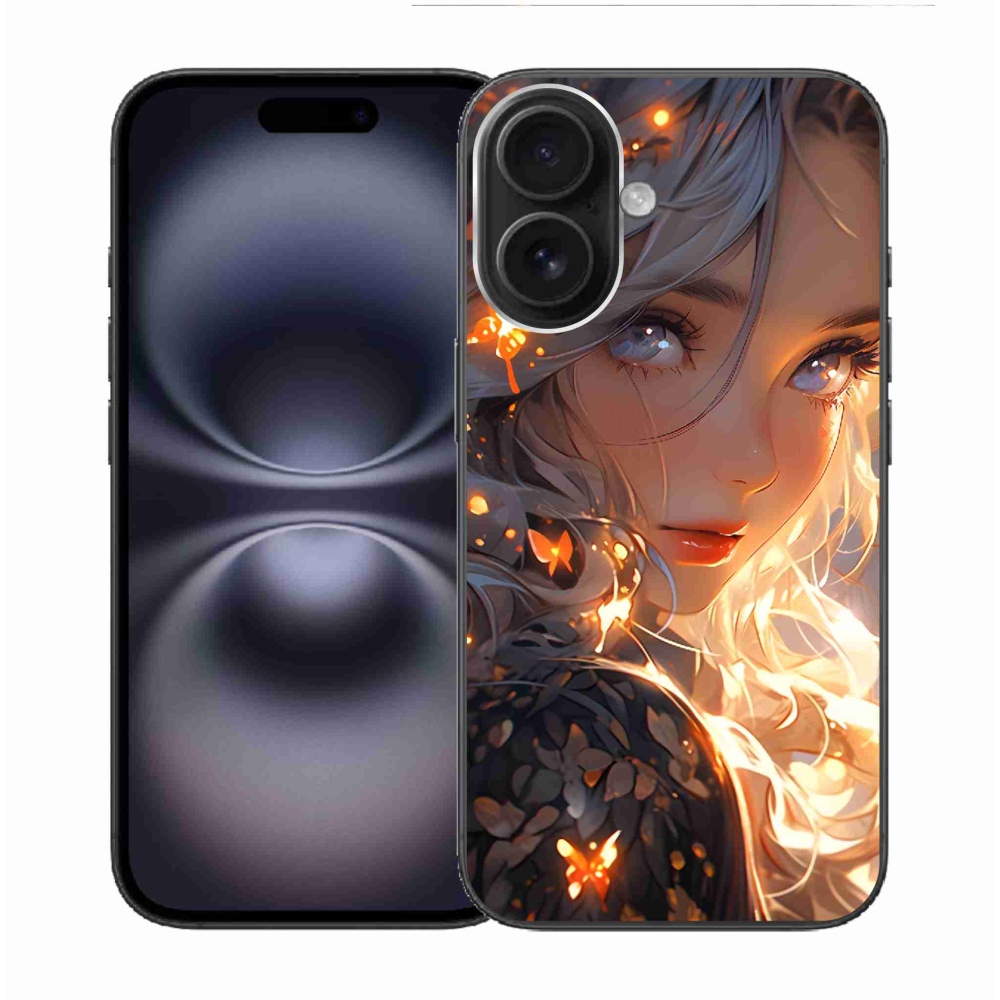Gél borítás mmCase iPhone 16 készülékhez - lány és pillangók