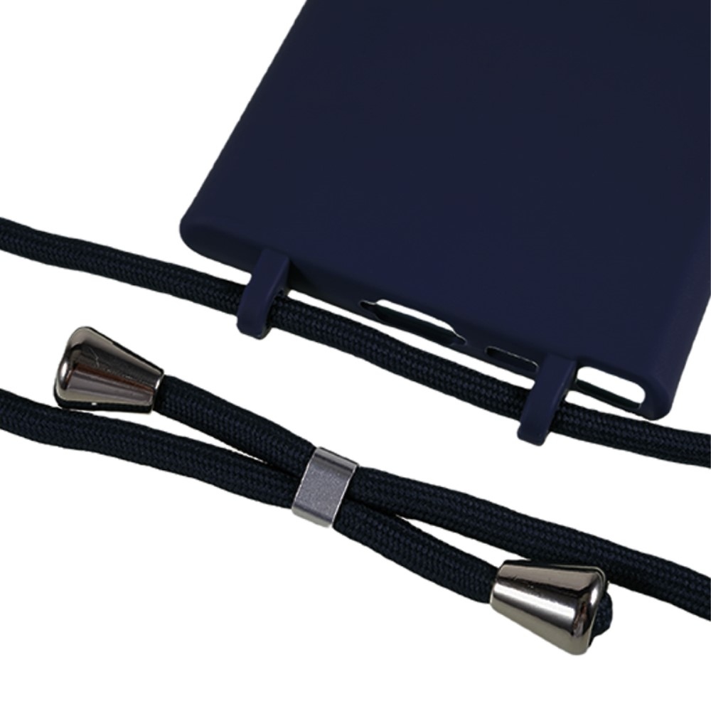 Zsinórral ellátott zselés tok Samsung Galaxy S25 Ultra készülékhez - sötétkék