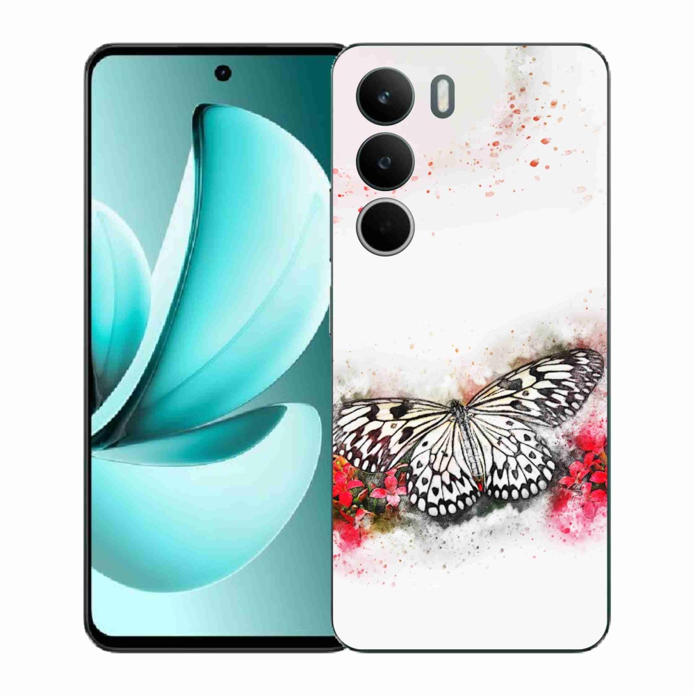 Zselés borítás mmCase a Realme C71 készülékhez - fekete-fehér pillangó