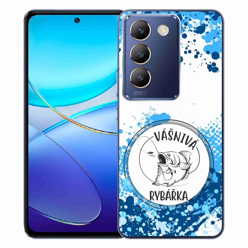 Gél borító mmCase a Vivo V40 SE 4G/5G készülékhez - szenvedélyes halász fehér háttérrel