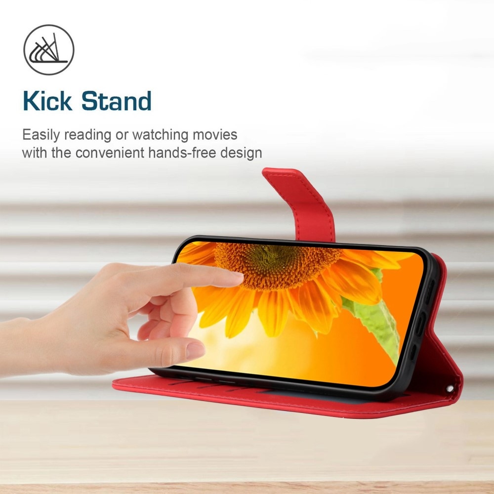 Napraforgó könyv tok a Vivo X80 Lite-hoz - piros