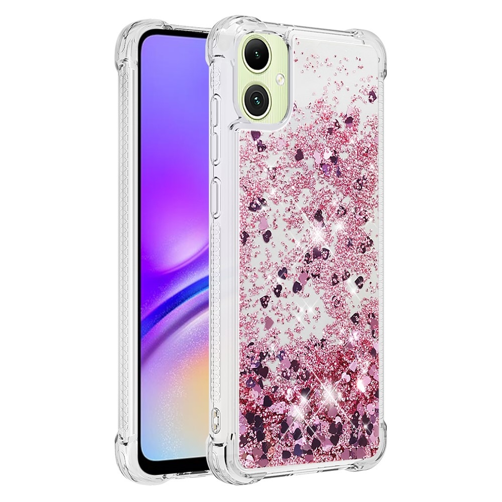 Glitter homokóra zselés tok Samsung Galaxy A06 4G - rózsaarany/szív