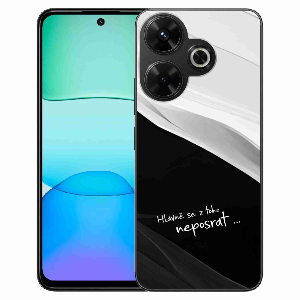 Gél borító mmCase a Xiaomi Redmi 13 4G/Poco M6 4G - vicces szöveg 13 fekete és fehér háttérrel