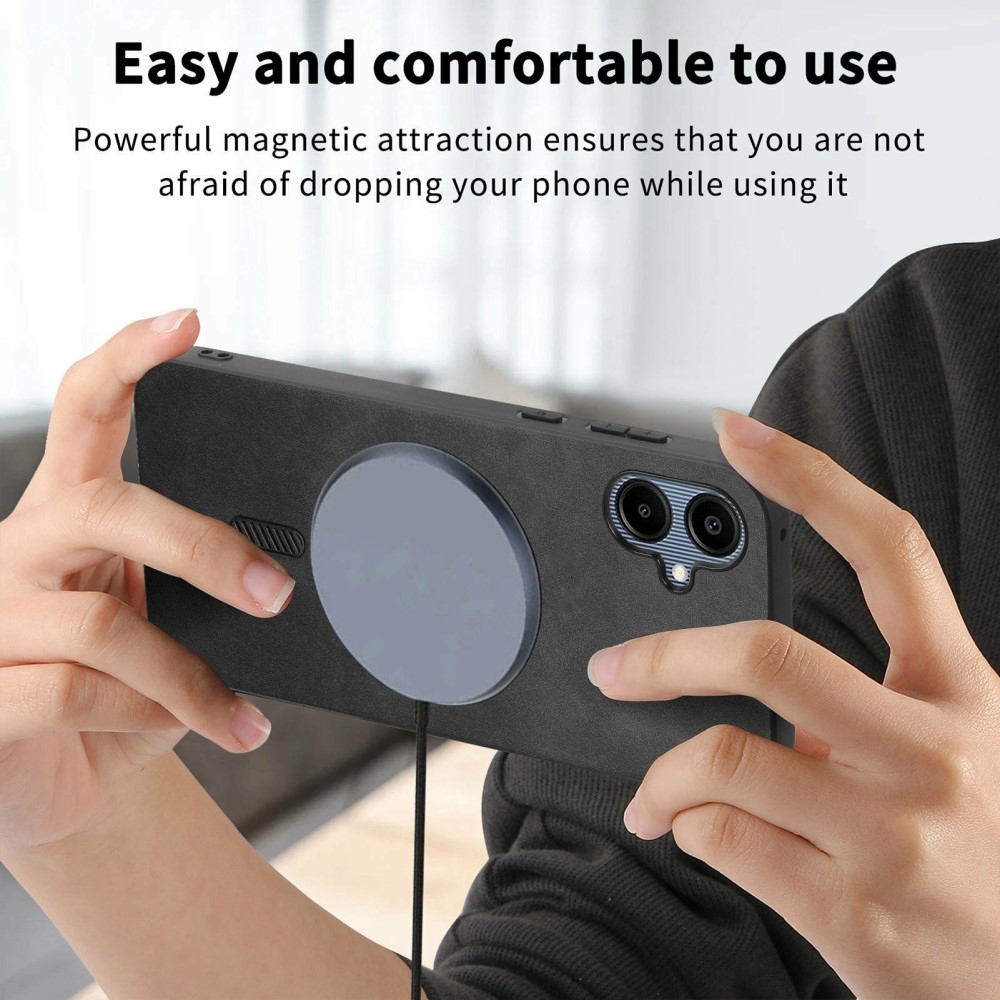 Skiny zselés tok műbőrrel és MagSafe támogatással Samsung Galaxy A06 4G készülékhez - fekete