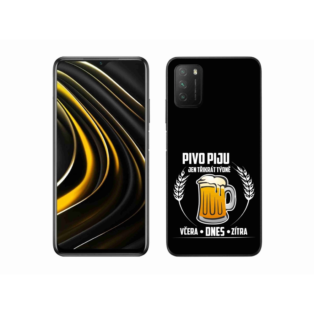 Gél borítás mmCase a Xiaomi Poco M3-hoz - sör motívum fekete háttérrel