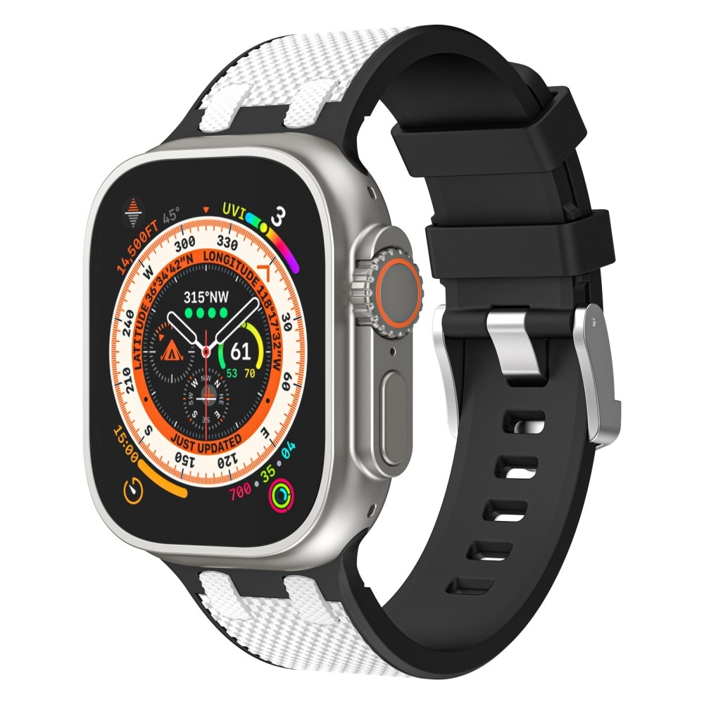 Sport szilikon szíj az Apple Watch Ultra/Ultra 2 49mm/SE/SE 2022/2023 44mm/9/8/7 45mm/6/5/4 44mm/3/2/1 42 mm-es órához - fekete/fehér