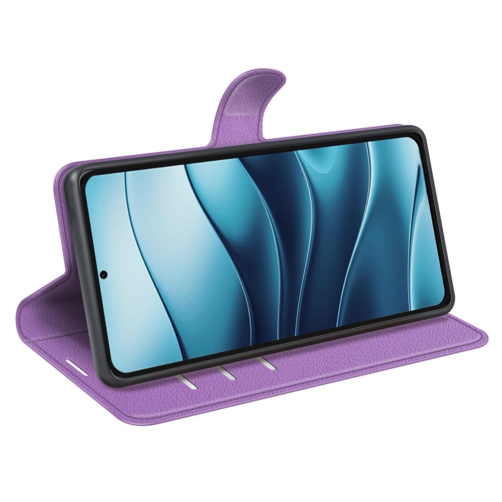 Litchi könyv tok a Xiaomi Redmi Note 14 5G-hez - lila