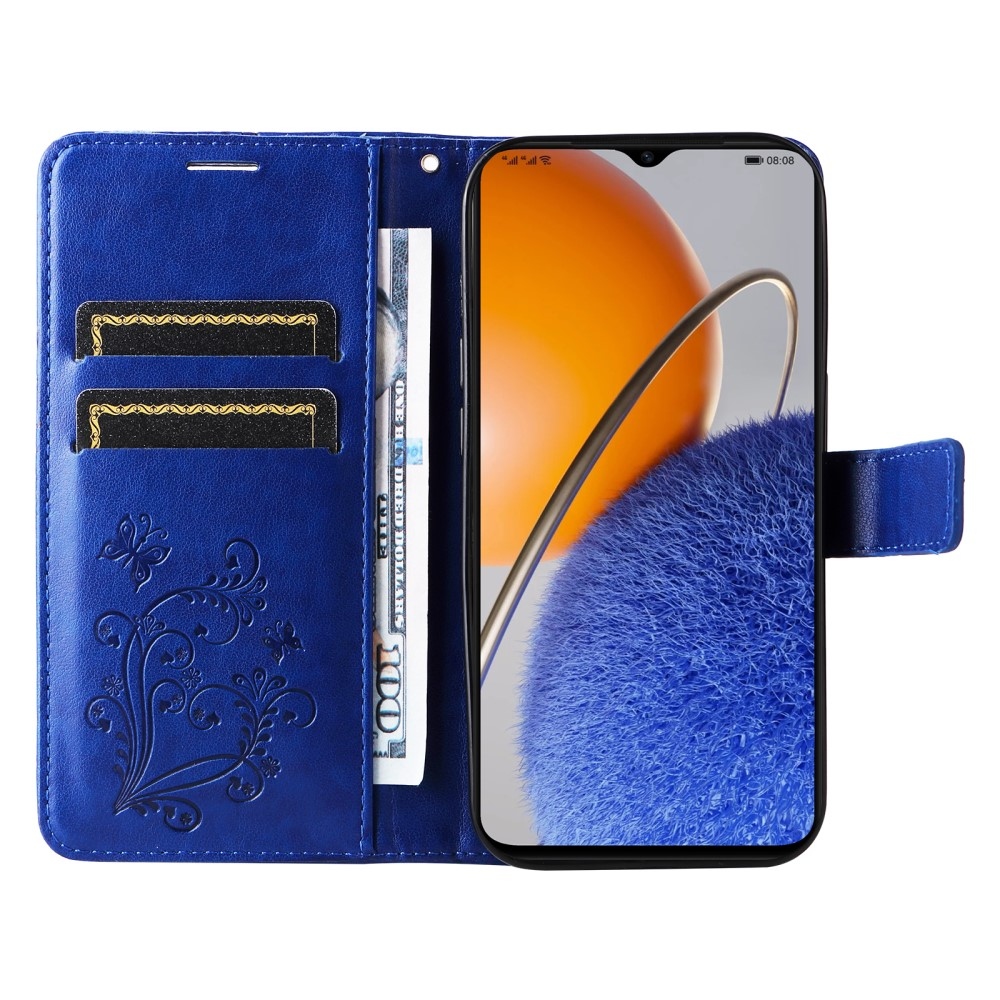 Nagy pillangó könyv tok Huawei Nova Y61-hez - kék