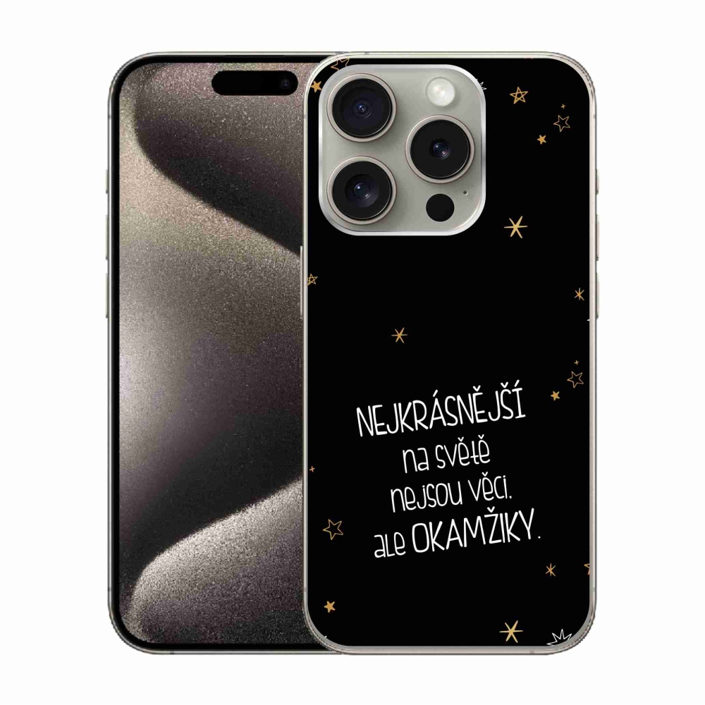 Gél borítás mmCase iPhone 15 Pro készülékhez - Idézet 4 fekete háttér