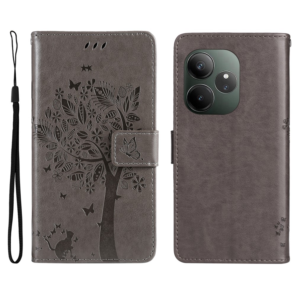 Fa könyvtáska a Realme GT 6 5G/GT 6T 5G számára - szürke