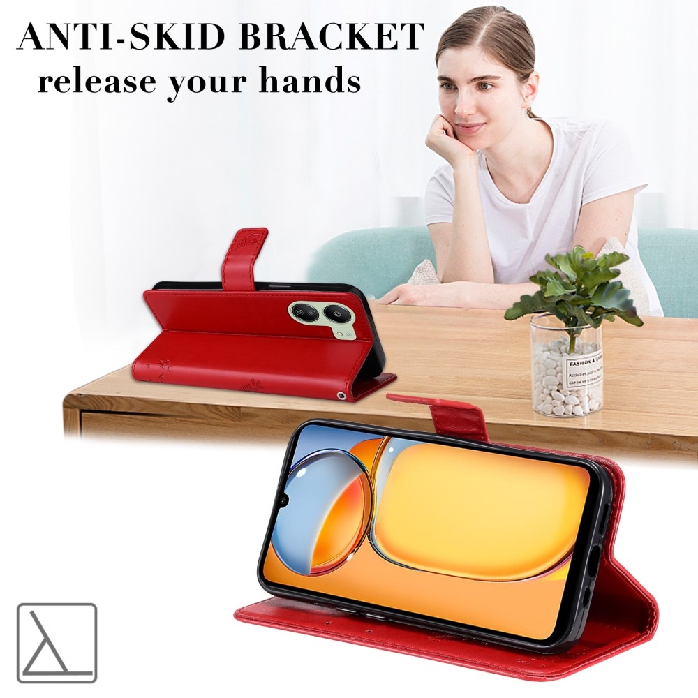 Fák könyvtáska Xiaomi Poco C65/Redmi 13C - piros