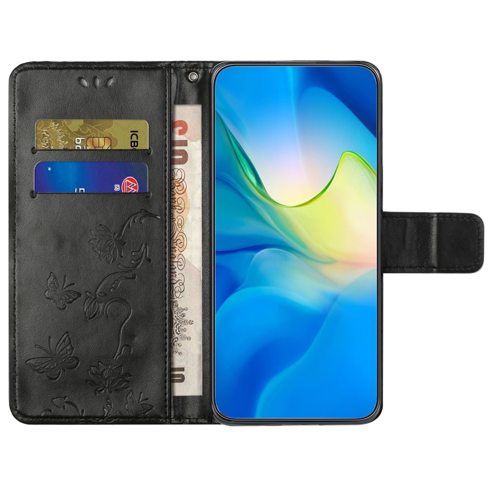 Virágos könyv tok a Xiaomi Redmi 12 4G/5G készülékhez - fekete